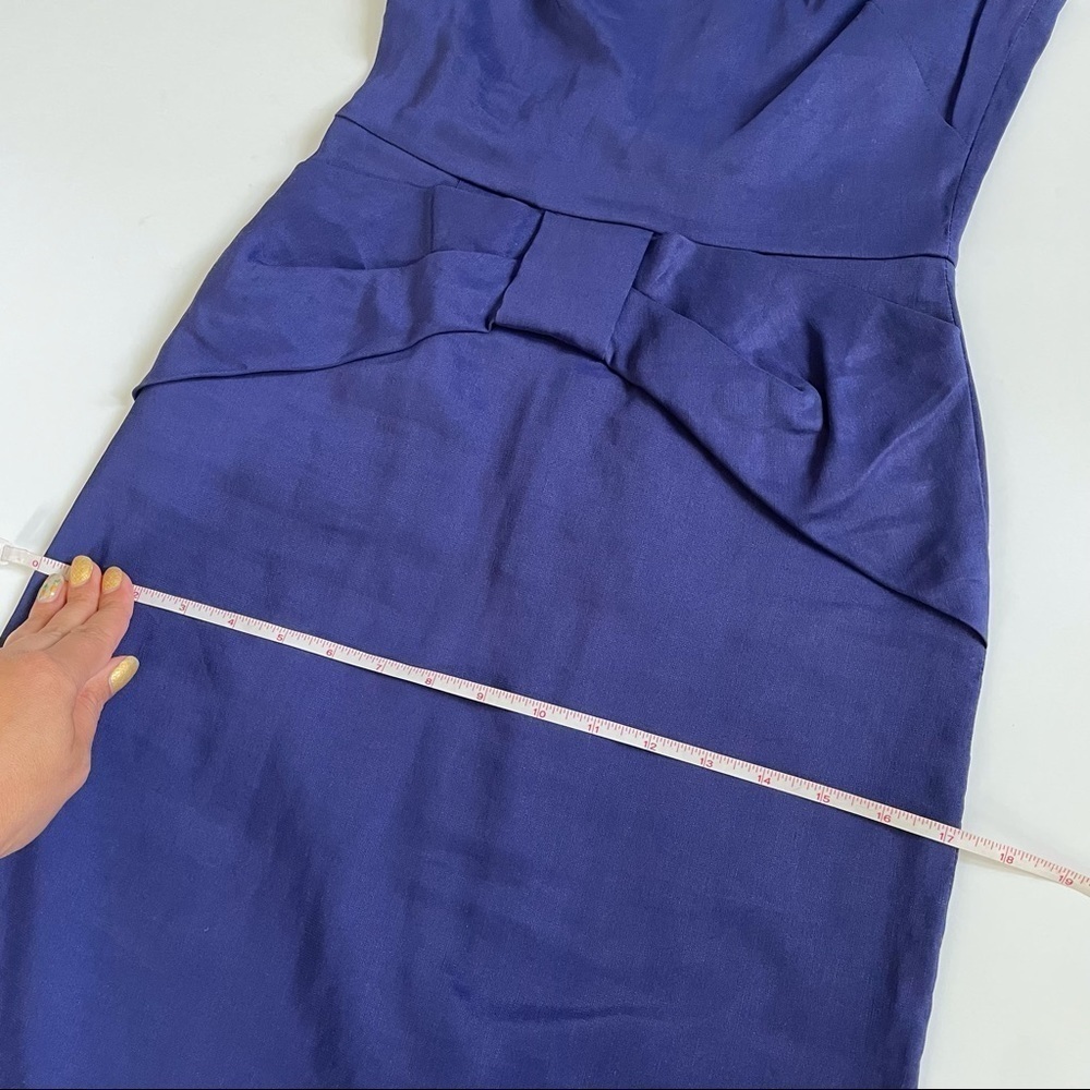 Lela Rose Royal Blue Linen & Silk Sheath Dress 4 - Picture 9 of 15